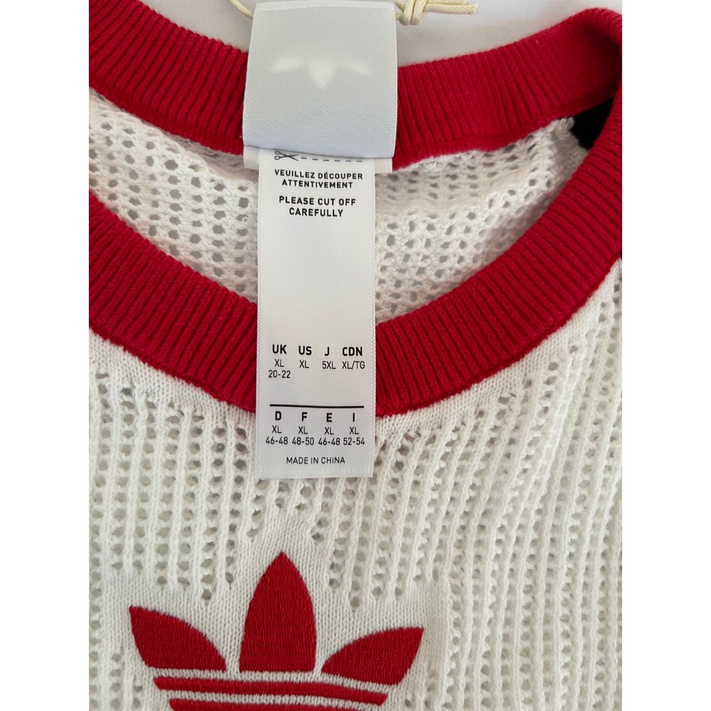 Adidas Originals Women XL Knit Mesh Jersey White Black Red 72 Trefoil KD2269 NEW - Picture 5 of 7